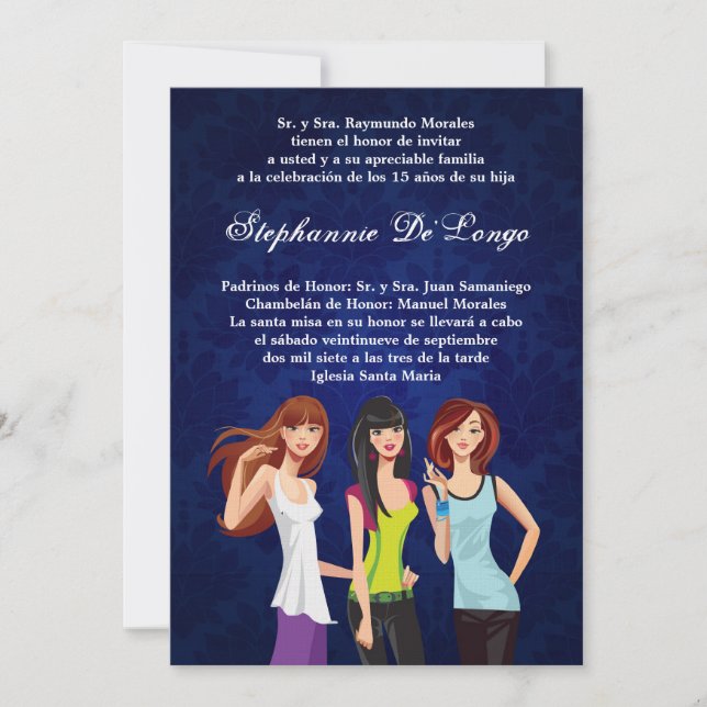 5x7 Teenagers Teen Quinceanera Birthday Invitation (Front)