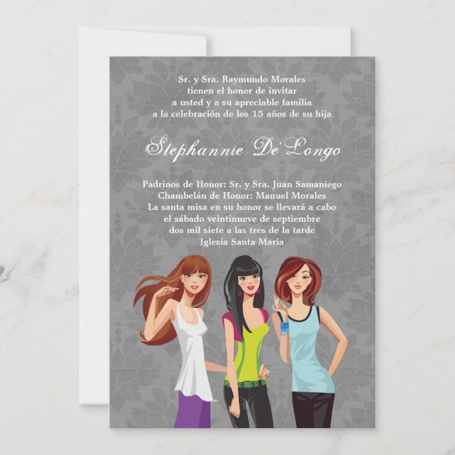5x7 Teenagers Teen Quinceanera Birthday Invitation (Front)
