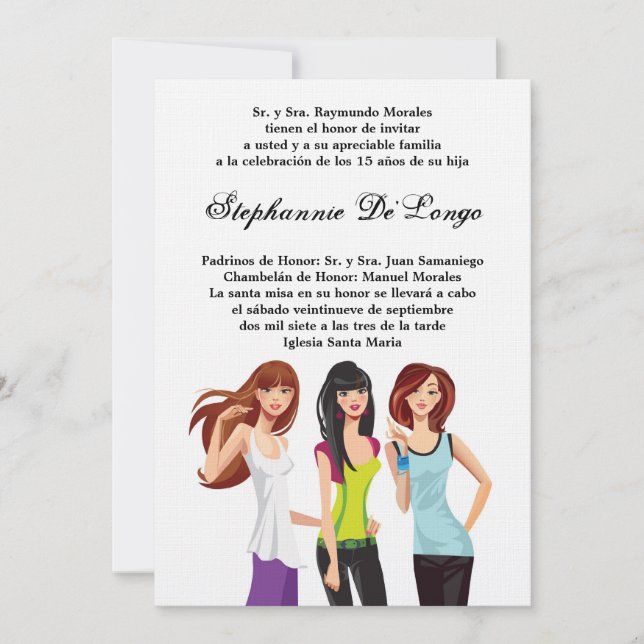 5x7 Teenagers Teen Quinceanera Birthday Invitation (Front)