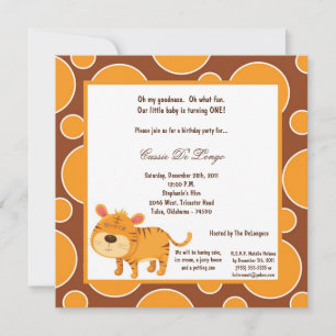 5x7 Tiger Pok-a-Dot Birthday Party Invite