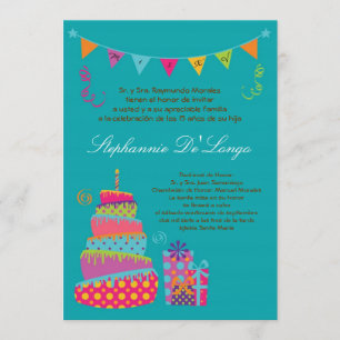 5x7 Topsey Cake Quinceanera Birthday Invitation