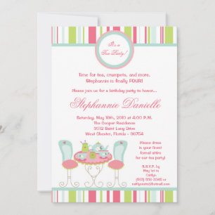 5x7 Trendy Chic Tea Party Birthday Part Invitation