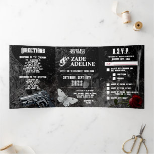 5x7 Trifold Wedding Invitation Haunting Adeline Za
