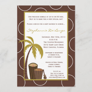 5x7 Tropical Hawaiian Drum Baby Shower Invitation