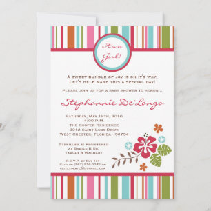 5x7 Tropical Hibiscus Flowe Baby Shower Invitation