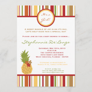 5x7 Tropical PineappleFruit Baby Shower Invitation