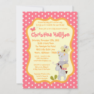5x7 Tropical Punch Jungle Baby Shower Invitation