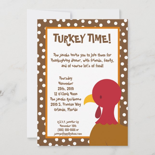 5x7 Turkey Bird Food Thanksgiving Invitation (Front)