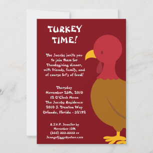 5x7 Turkey Food Thanksgiving Party Invitation