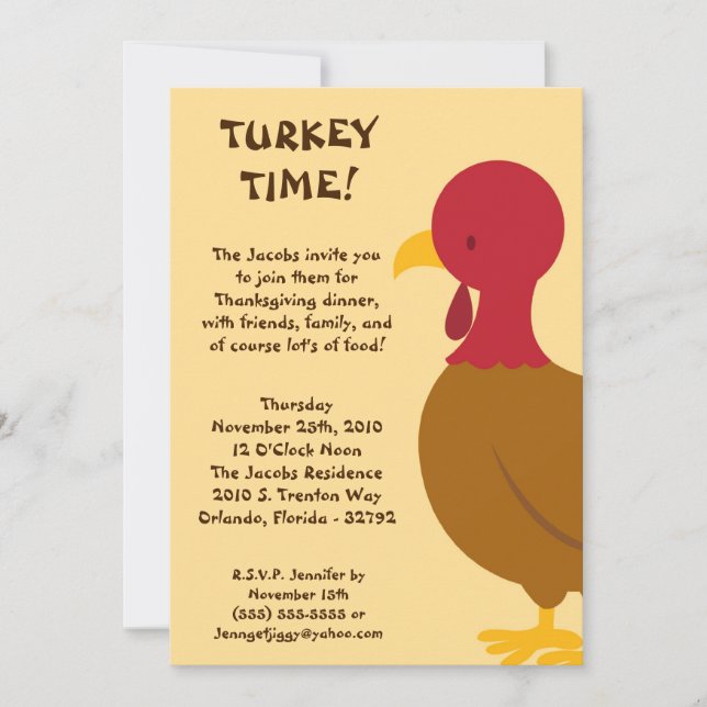 5x7 Turkey Food Thanksgiving Party Invitation (Front)