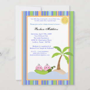 5x7 TWIN Sweetpea in Pod Baby Shower Invitation