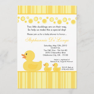 5x7 TWIN Yellow Rubber Duck Baby Shower Invitation