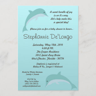 5x7 Under the Sea Dolphin Baby Shower Invitation