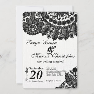 5x7 Vintage Black Lace Doilies Wedding Invitation