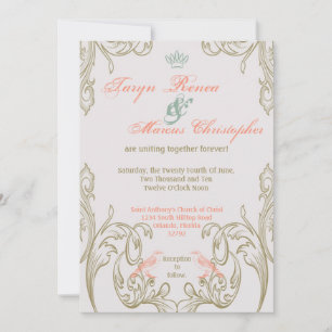 5x7 Vintage Love Birds Victoria Wedding Invitation