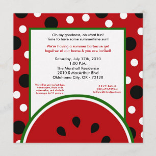 5x7 Watermelon Summer Picnic Barbecue Invitation