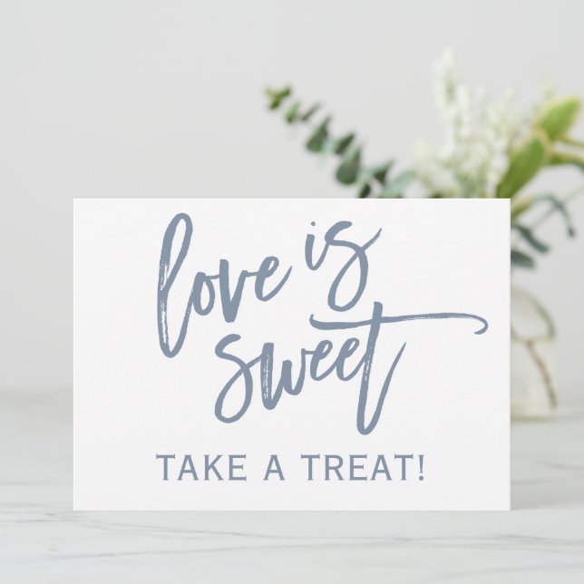 5X7 Wedding Candy Bar / Buffet Sign | Dusty Blue Invitation (Standing Front)
