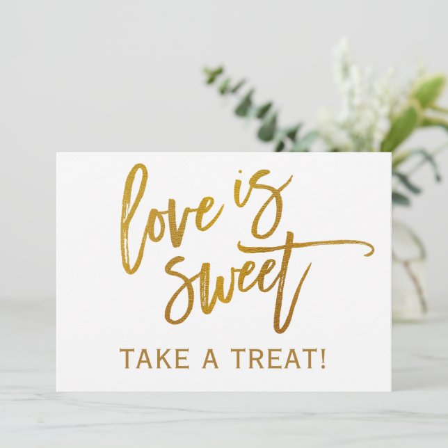 5X7 Wedding Candy Bar / Buffet Sign | Gold Foil Invitation (Standing Front)