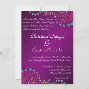 5x7 Wedding Invitation Arabian Purple Indian India