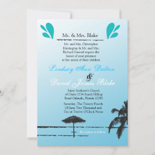 5x7 Wedding Invitation Beachy Palm Tree