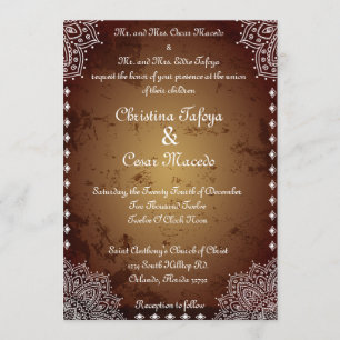 5x7 Wedding Invitation Deep Moroccan Brown Indian