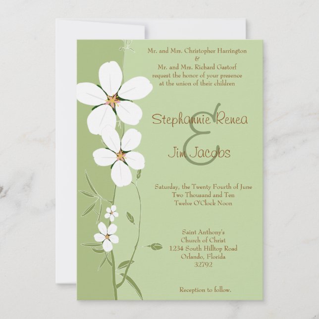 5x7 Wedding Invitation Dogwood Flower Spring Flora (Front)