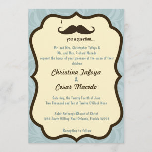 5x7 Wedding Invitation I Moustache You a Question