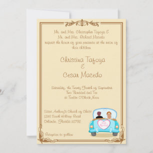 5x7 Wedding Invitation Just got Married Couple