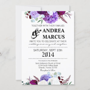 5x7 Wedding Invitation Lavander Hibiscus on White
