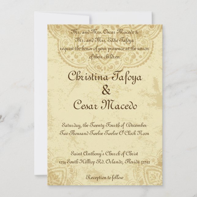 5x7 Wedding Invitation Moroccan Indian India Doyle (Front)