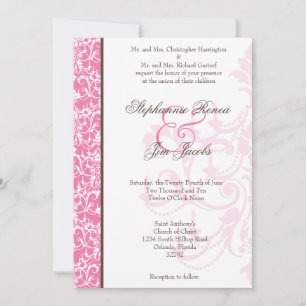 5x7 Wedding Invitation Pink Chandelier Glitz