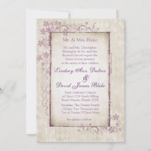5x7 Wedding Invitation Purple Spring Floral