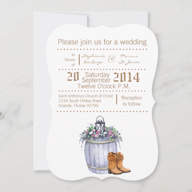 5x7 Wedding Invitation Summer Country Wedding Rust (Front)