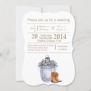 5x7 Wedding Invitation Summer Country Wedding Rust