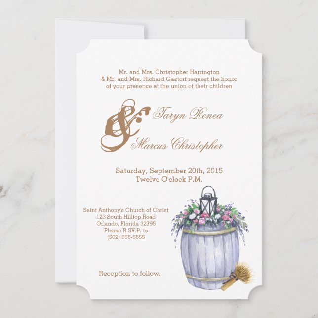 5x7 Wedding Invitation Summer Country Wedding Rust (Front)