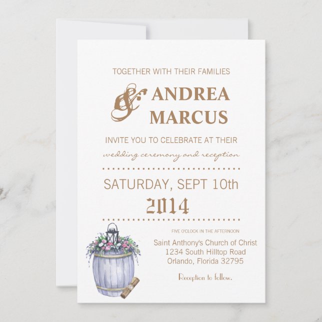 5x7 Wedding Invitation Summer Country Wedding Rust (Front)