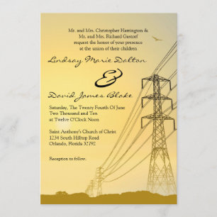 5x7 Wedding Invitation Sunset Powerlines