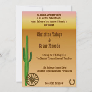 5x7 Wedding Invitation Wagon Wheel/Horse Shoe