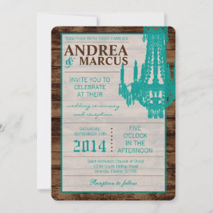 5x7 Western Rustic Chandelier Wedding Invitation