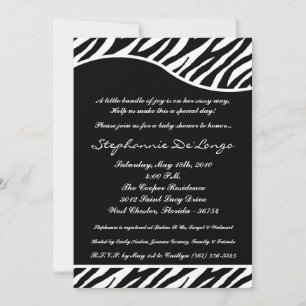 5x7 White Tiger Anima Print Baby Shower Invitation