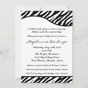 5x7 White Tiger Anima Print Baby Shower Invitation