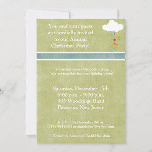 5x7 Winter Cloud with Ornaments Invitation