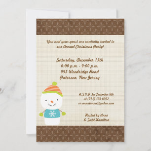 5x7 Winter Snowman winter Snow Invitation