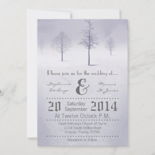 5x7 Winter Wonderland Trees Sno Wedding Invitation
