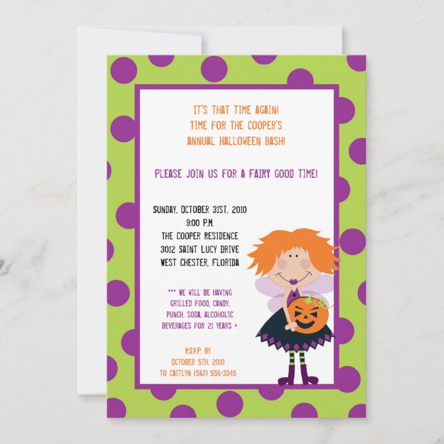 5x7 Witch Halloween Bash Party Invitation (Front)