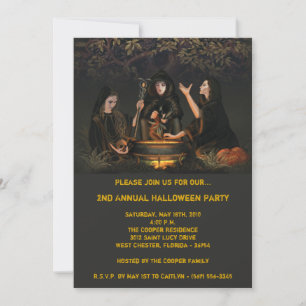 5x7 Witch Spell Halloween Costume Invitation