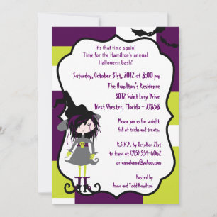 5x7 Witchy Ways Purple Halloween Party Invitation