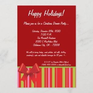 5x7 Wrapping Paper Bow Christmas Party Invitation