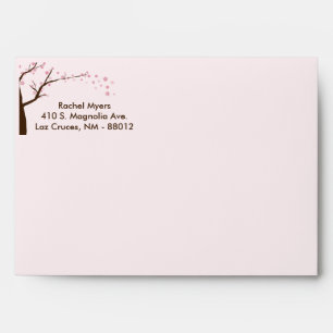 5x7 WT Cherry Blossom Ligh Pink Dark Pink Envelope