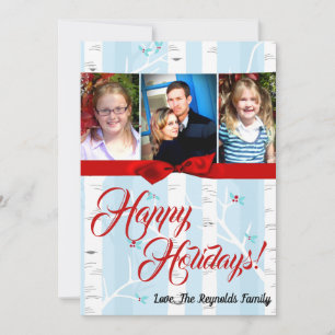 5x7 XMAS Christmas Birch Tree Winter PHOTO Card